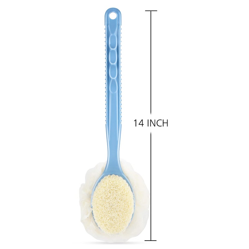 HONOMA Shower Body Brush with Bristles and Loofah,Back Scrubber Bath Mesh Sponge with Curved Long Handle for Skin Exfoliating Bath, Massage Bristles Suitable for Wet or Dry, Men and Women (Grey) - Image 5